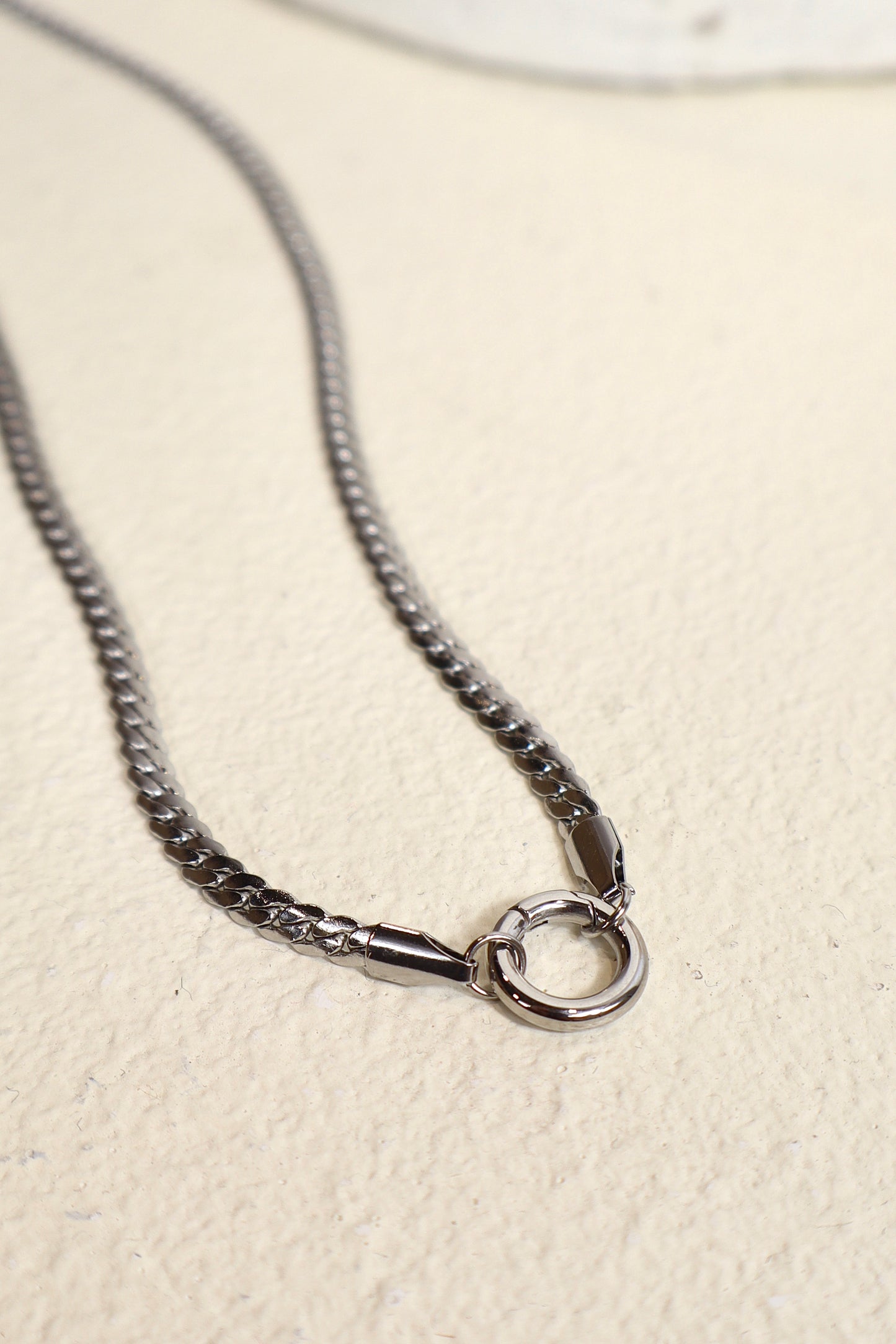 small flat links charm necklace silver