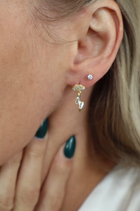 Sterling Silver Lightening Bolt Drop Earrings (gold)