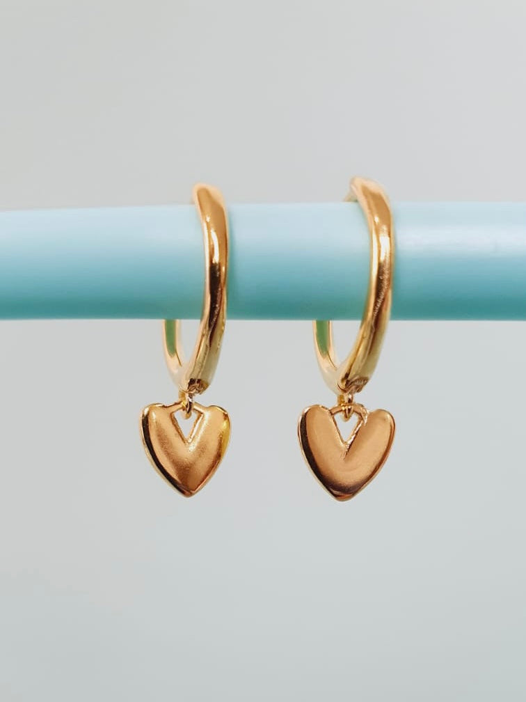 Gold Heart Drop Earring