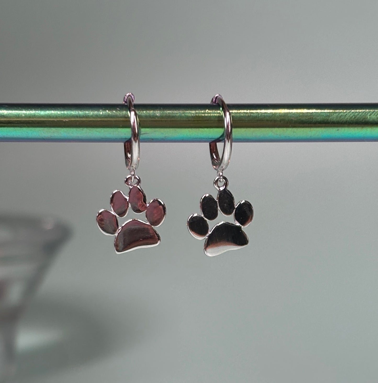 Silver Paw Print Earrings