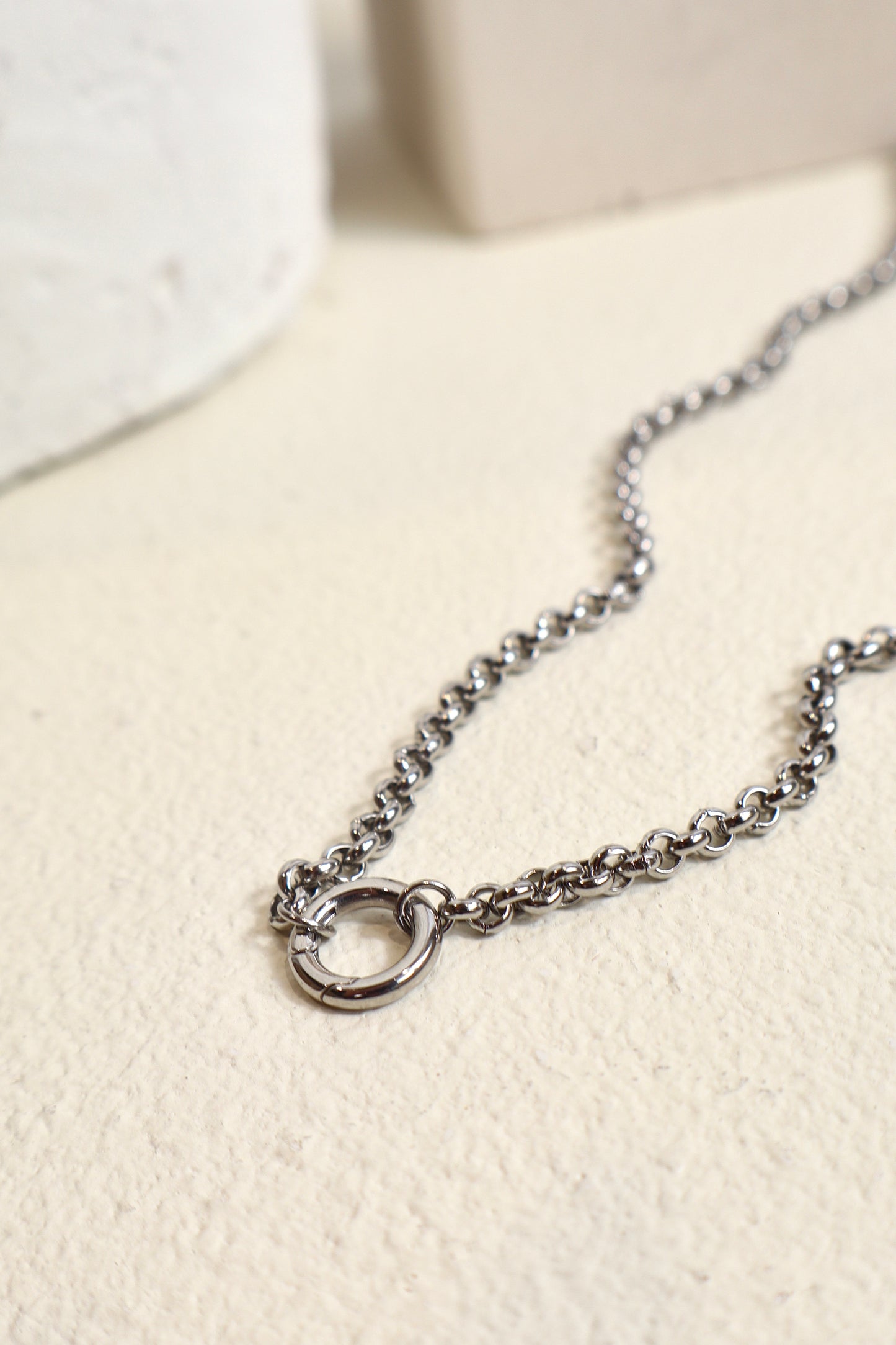 Silver circle charm necklace