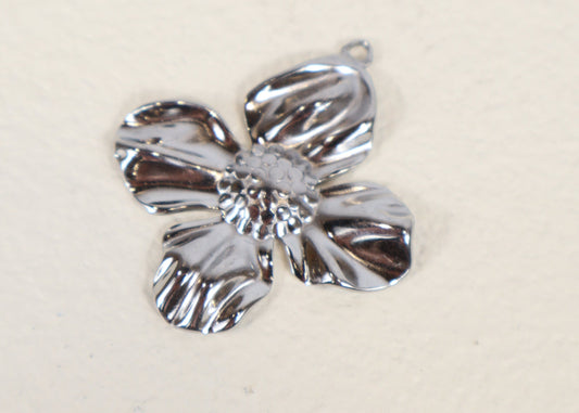 Silver large flower charm