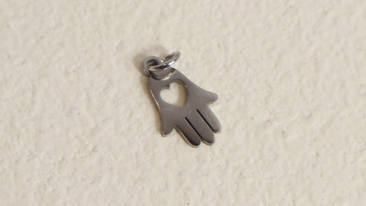 Heart Hand Charm silver